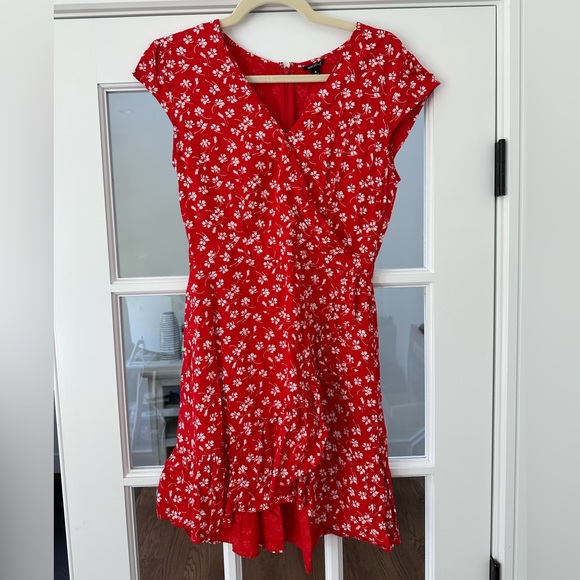 J.Crew Mercantile red and white faux wrap dress - Picture 2 of 5